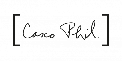 zwart-wit logo van Casco Phil