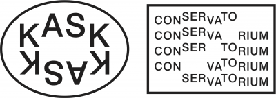 wit-zwart logo met links in een ovaal KASK en rechts in een rechthoek CONSERVATORIUM