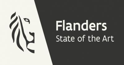 zwart-wit logo van Toerisme Vlaanderen met als tekst "Flanders State of the Art"